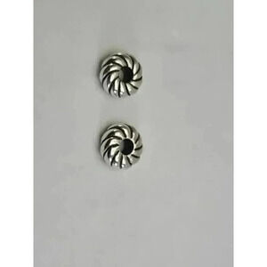 Two 2 Brighton Silver Black Beads Spacers Charms Textured Twists